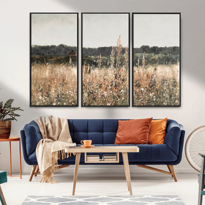 46308-MGV-CV-36X24-Wildflower Field Wall Art – Rustic Meadow Landscape Canvas Print, Country Nature Decor for Living Room, Bedroom or Farmhouse