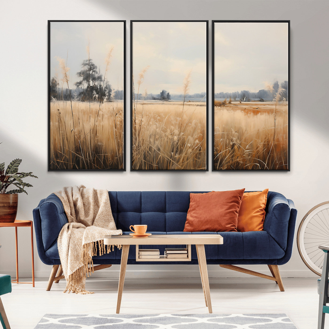 38193-MGV-CV-36X24-Golden Meadow Wall Art – Serene Grassland Landscape Canvas Print, Rustic Nature Decor for Bedroom, Living Room or Farmhouse