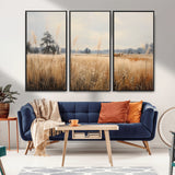 38193-MGV-CV-36X24-Golden Meadow Wall Art – Serene Grassland Landscape Canvas Print, Rustic Nature Decor for Bedroom, Living Room or Farmhouse