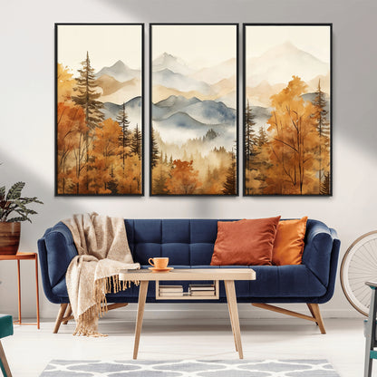 72950-MGV-CV-36X24-Autumn Mountain Forest Wall Art – Golden Fall Landscape Canvas Print, Nature-Inspired Home Decor for Living Room, Bedroom or