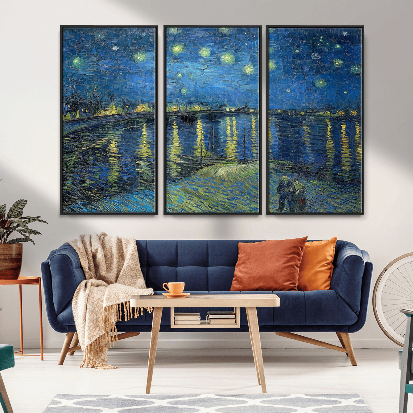 94605-MGV-CV-36X24-Starry Night Over the Rhone Wall Art – Vincent van Gogh Canvas Print, Famous Impressionist Painting for Living Room, Office