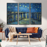 94605-MGV-CV-36X24-Starry Night Over the Rhone Wall Art – Vincent van Gogh Canvas Print, Famous Impressionist Painting for Living Room, Office