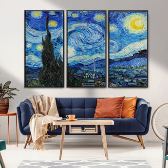 39177-MGV-CV-36X24-Starry Night Wall Art – Vincent van Gogh Famous Painting Canvas Print, Timeless Starry Sky Decor for Living Room, Bedroom or