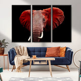 14788-MGV-CV-36X24-Red Elephant Wall Art – Bold Wildlife Canvas Print, African Safari Animal Decor for Living Room, Bedroom or Office