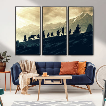 41574-MGV-CV-36X24-Fellowship Journey Wall Art – Epic Fantasy Adventure Canvas Print, Mountain Landscape Decor for Living Room, Office or Man Cave