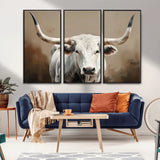 61423-MGV-CV-36X24-Longhorn Bull Wall Art – Rustic Western Texas Steer Canvas Print, Cowboy Farmhouse Decor for Living Room, Bedroom, Office or Ranch