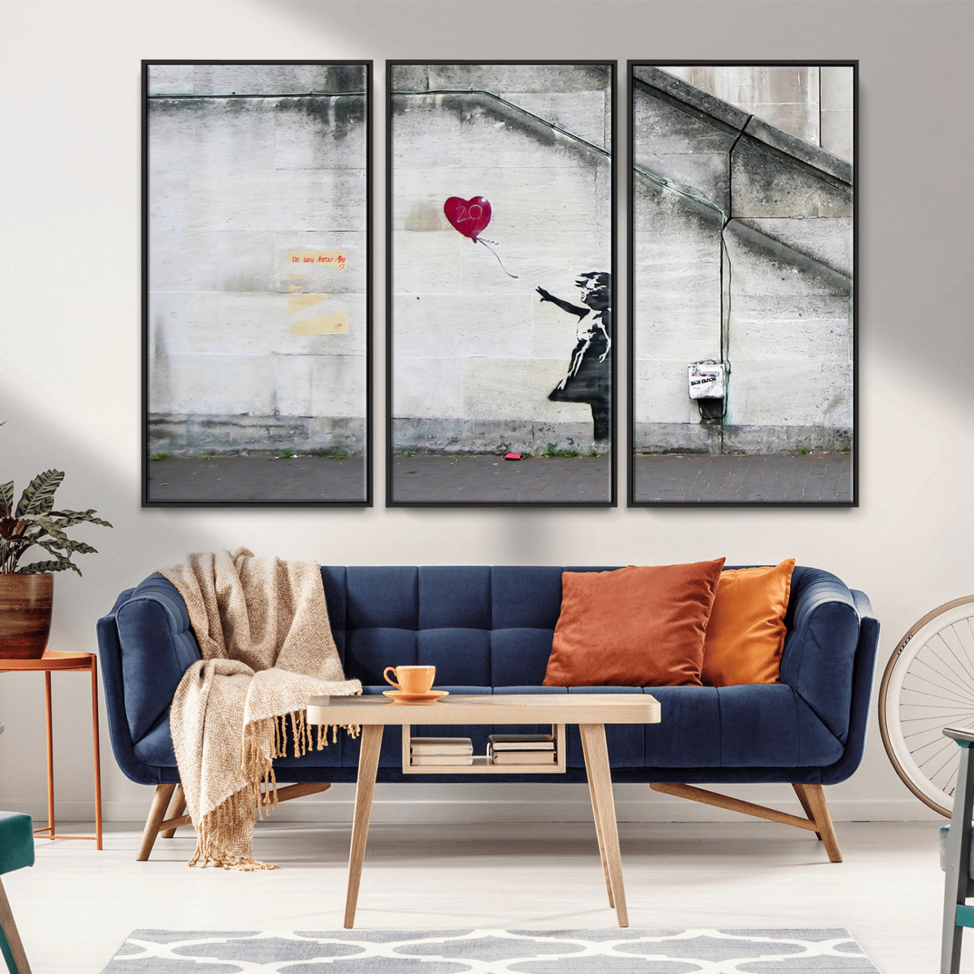 50559-MGV-CV-36X24-Banksy Girl with Balloon Wall Art – Famous Street Graffiti Canvas Print, Modern Urban Artwork for Living Room, Bedroom or Office