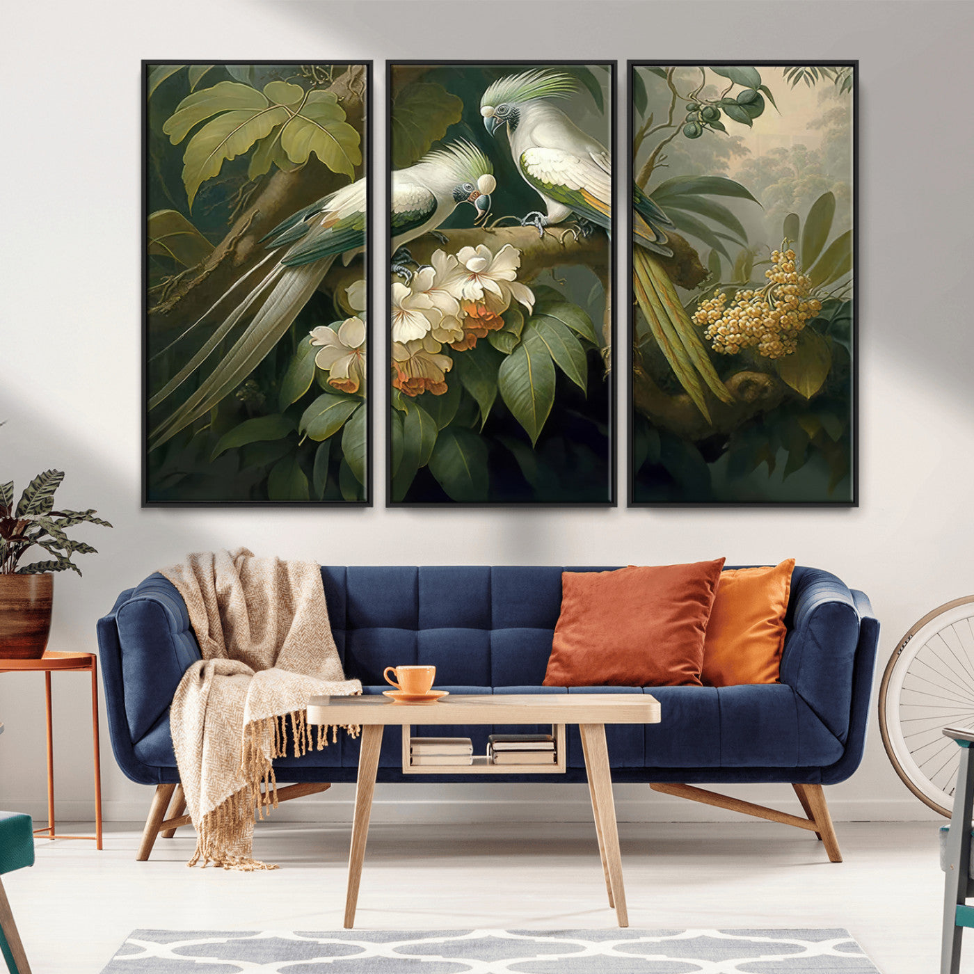 84047-MGV-CV-36X24-Tropical Birds Wall Art – Elegant Botanical Canvas Print, Exotic Nature Decor for Living Room, Bedroom or Office