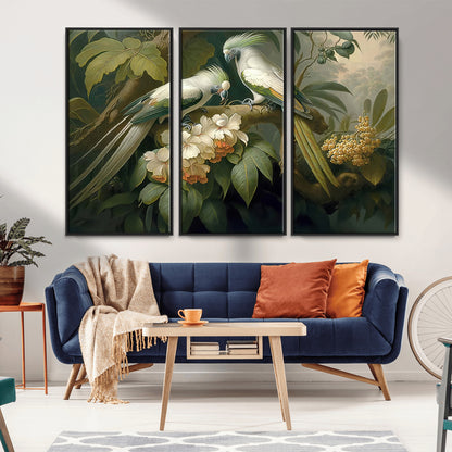 84047-MGV-CV-36X24-Tropical Birds Wall Art – Elegant Botanical Canvas Print, Exotic Nature Decor for Living Room, Bedroom or Office