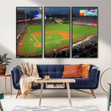93707-MGV-FC-48X32-3P_Black-Los Angeles Stadium Wall Art Canvas Print, Framed Angel Stadium Field Art Picture Print, Anaheim Stadium Perfect Sports Room Decor