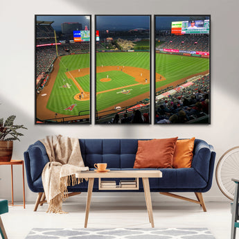 93707-MGV-FC-48X32-3P_Black-Los Angeles Stadium Wall Art Canvas Print, Framed Angel Stadium Field Art Picture Print, Anaheim Stadium Perfect Sports Room Decor