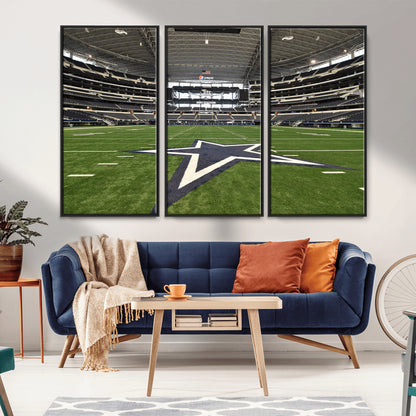14834-MGV-FC-48X32-3P_Black-Dallas Att Stadium Wall Art Canvas Print, Framed Texas NFL Stadium Art Picture Print, American Football Stadium Perfect Sports