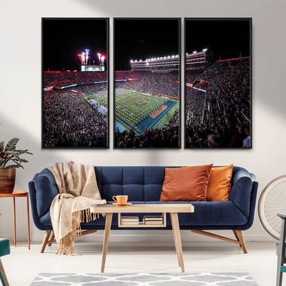 46899-MGV-FC-48X32-3P_Black-Ben Hill Griffin Stadium Wall Art Canvas Print, Framed Football Stadium Art Picture Print, Florida Football Stadium Perfect Sport