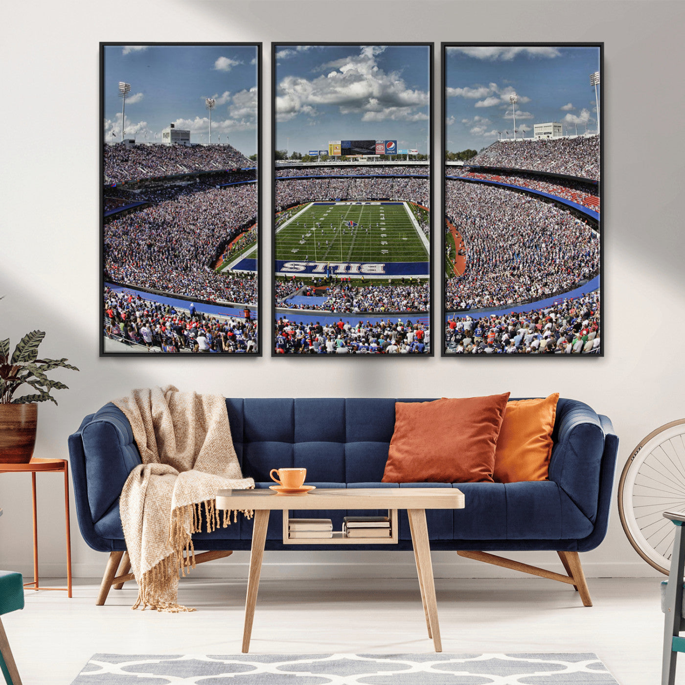 76491-MGV-FC-48X32-3P_Black-Buffalo Bills Stadium Wall Art Canvas Print, Framed Bills Stadium Art Picture Print, Highmark Stadium Perfect Sport Room Decor