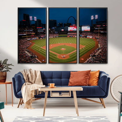 38612-MGV-FC-48X32-3P_Black-Busch Stadium Wall Art Canvas Print, Framed Missouri Stadium Art Picture Print, Busch Stadium Field Perfect Sports Room Decor