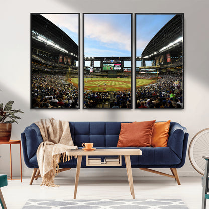 92672-MGV-FC-48X32-3P_Black-Chase Field Stadium Wall Art Canvas Print, Framed Arizona Stadium Art Picture Print, Chase Stadium Perfect Sports Room Decor