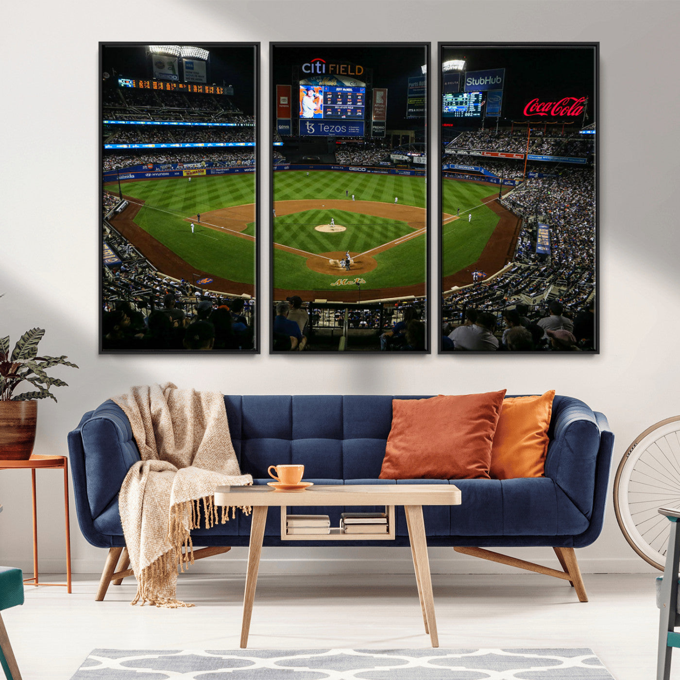 25148-MGV-FC-48X32-3P_Black-Baseball Stadium Wall Art – Canvas Print Night Game Packed Crowd Bright Lights Sports Photography, Dynamic Decor for Game Room,