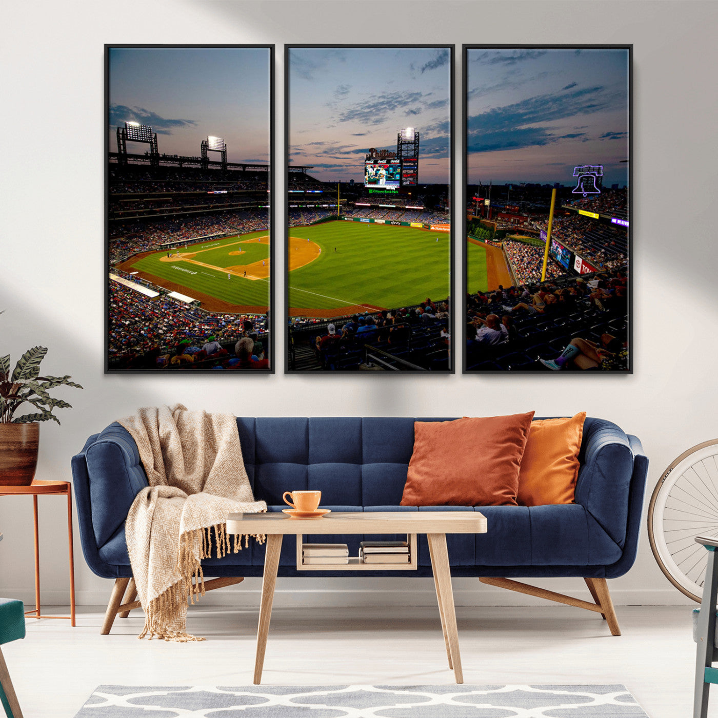 17415-MGV-FC-48X32-3P_Black-Philadelphia Phillies Stadium Wall Art Canvas Print, Framed Citizens Bank Park Art Picture Print, Phillies Stadium Field Perfect