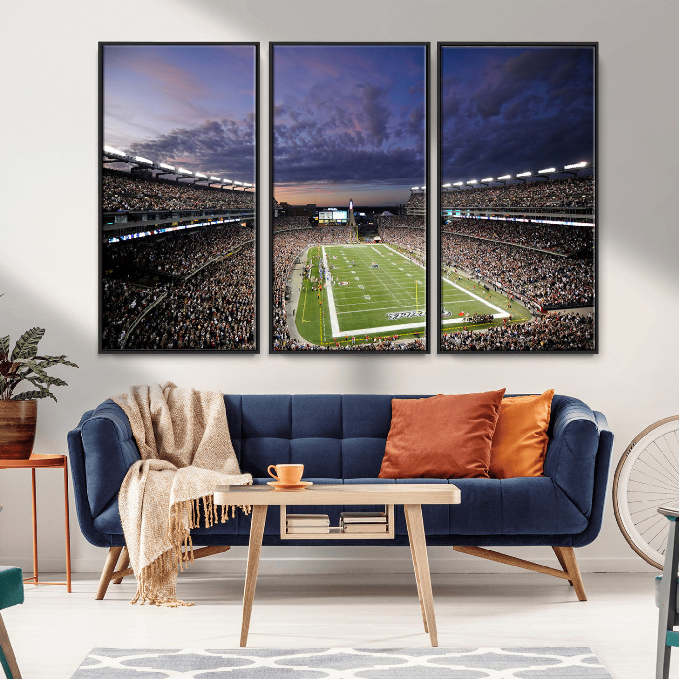 52712-MGV-FC-48X32-3P_Black-Gillette Stadium Field Wall Art Canvas Print, Framed Massachusetts Stadium Art Picture Print, Gillette Stadium Perfect Sport Room