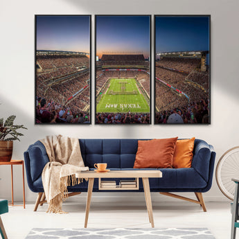 17421-MGV-FC-48X32-3P_Black-Kyle Field Wall Art Canvas Print, Framed Texas Stadium Art Picture Print, Kyle Field Stadium Perfect Sport Room Decor Artwork