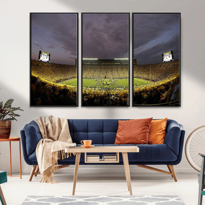 72404-MGV-CV-36X24-Michigan Wolverine Stadium Wall Art Canvas Print, Framed Michigan Stadium Art Picture Print, Football Stadium Perfect Sport Room