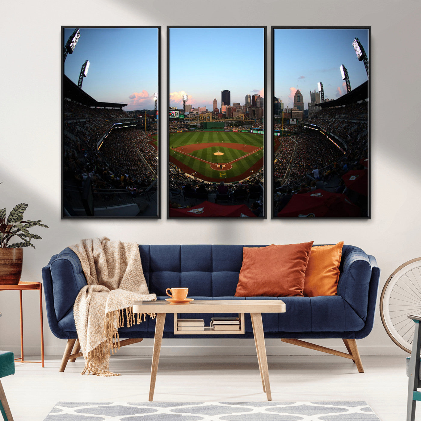 67670-MGV-CV-36X24-PNC Park Stadium Wall Art Canvas Print, Framed Pittsburgh Pirates Stadium Art Picture Print, PNC Park Field Perfect Sport Room