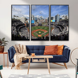 87122-MGV-FC-48X32-3P_Black-Petco Park Field Wall Art Canvas Print, Framed San Diego Stadium Art Picture Print, Petco Park Stadium Perfect Sport Room Decor