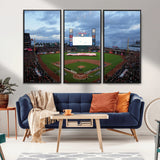 44631-MGV-FC-48X32-3P_Black-Oracle Park Stadium Wall Art Canvas Print, Framed San Francisco Giants Art Picture Print, Giants Stadium Field Perfect Sports Room