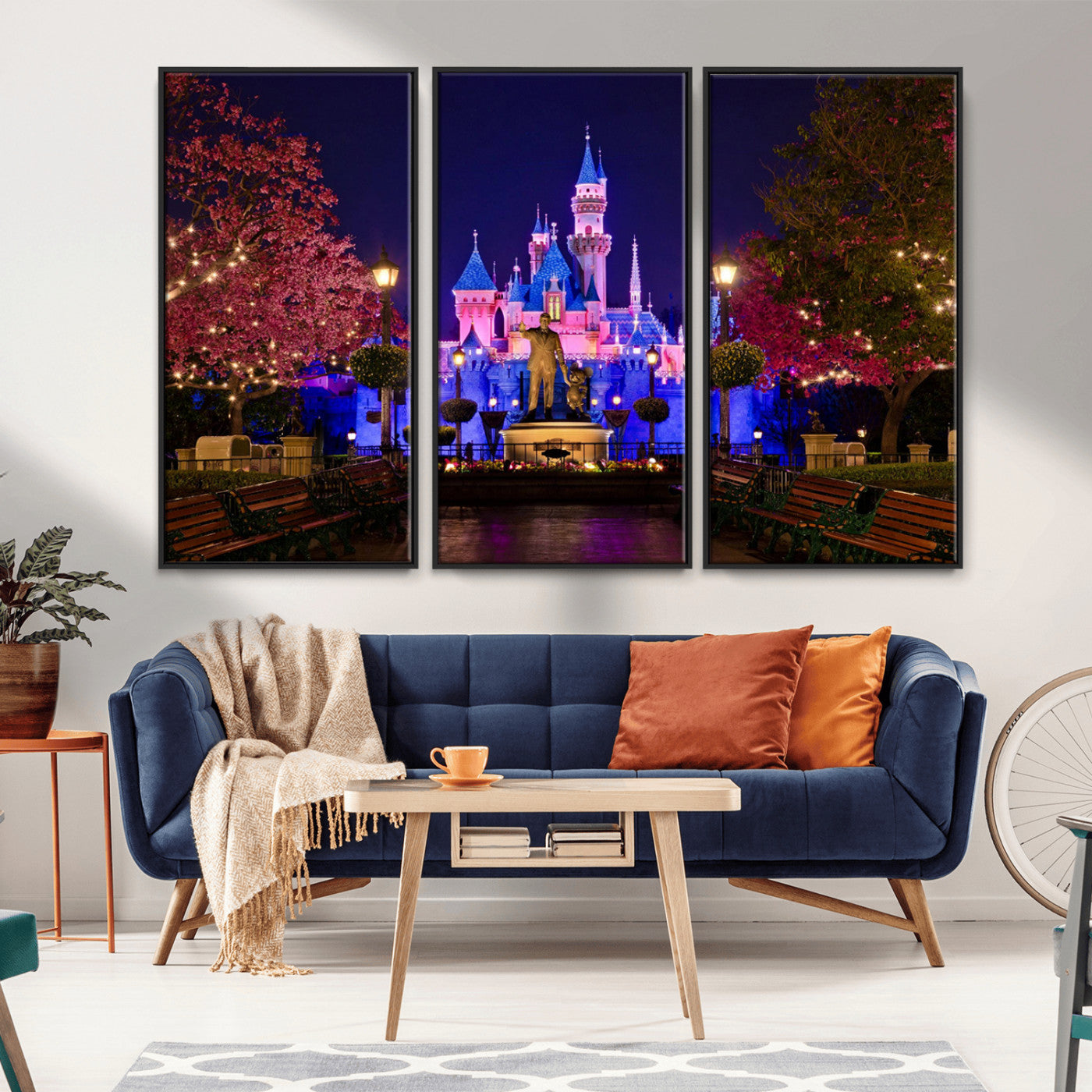 79435-MGV-CV-36X24-Disney Castle Wall Art Canvas Print, Framed Magic Kingdom Art Picture Print, Disney World Perfect Child Room Decor Artwork