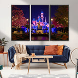 79435-MGV-CV-36X24-Disney Castle Wall Art Canvas Print, Framed Magic Kingdom Art Picture Print, Disney World Perfect Child Room Decor Artwork