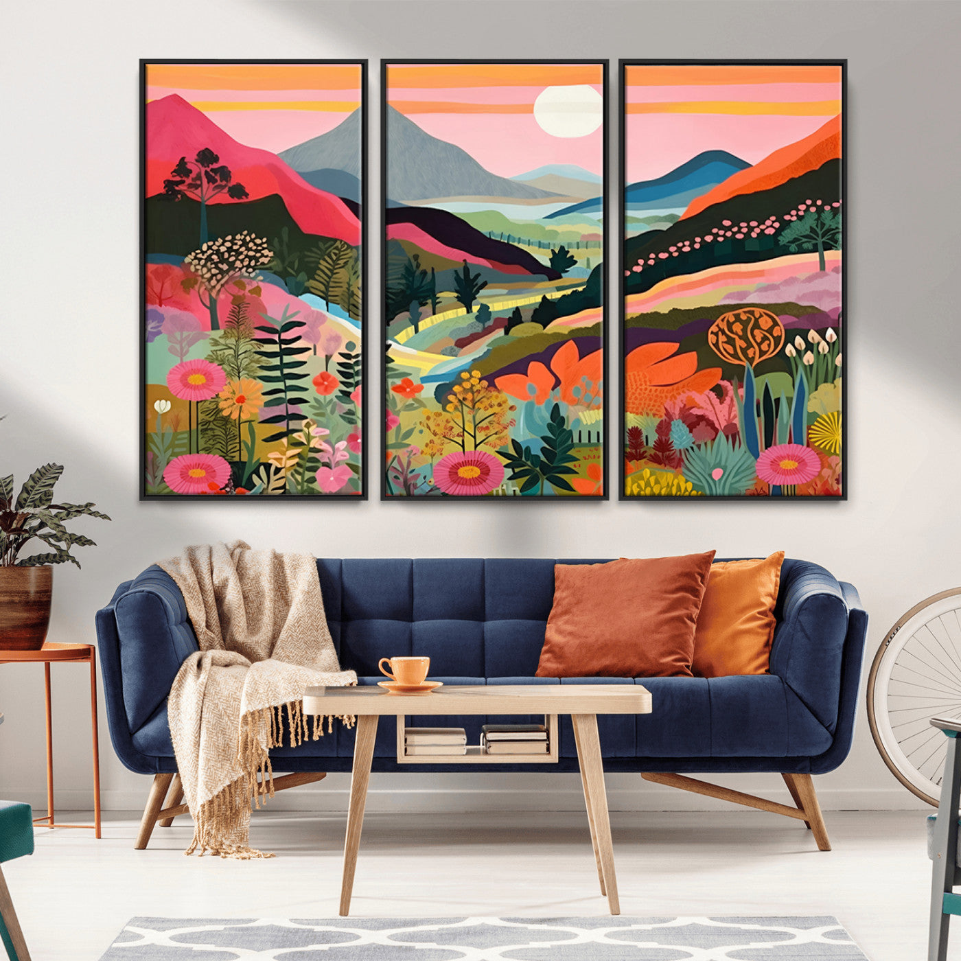 61376-MGV-CV-36X24-Floral Valley Wall Art – Panoramic Mountain Landscape Canvas Print, Vibrant Nature Decor for Living Room, Office, or Bedroom