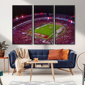 11343-MGV-CV-36X24-Bryant-Denny Stadium Wall Art – Panoramic Alabama Crimson Tide Football Field Canvas Print, Game Day Decor for Office, Man Cave or