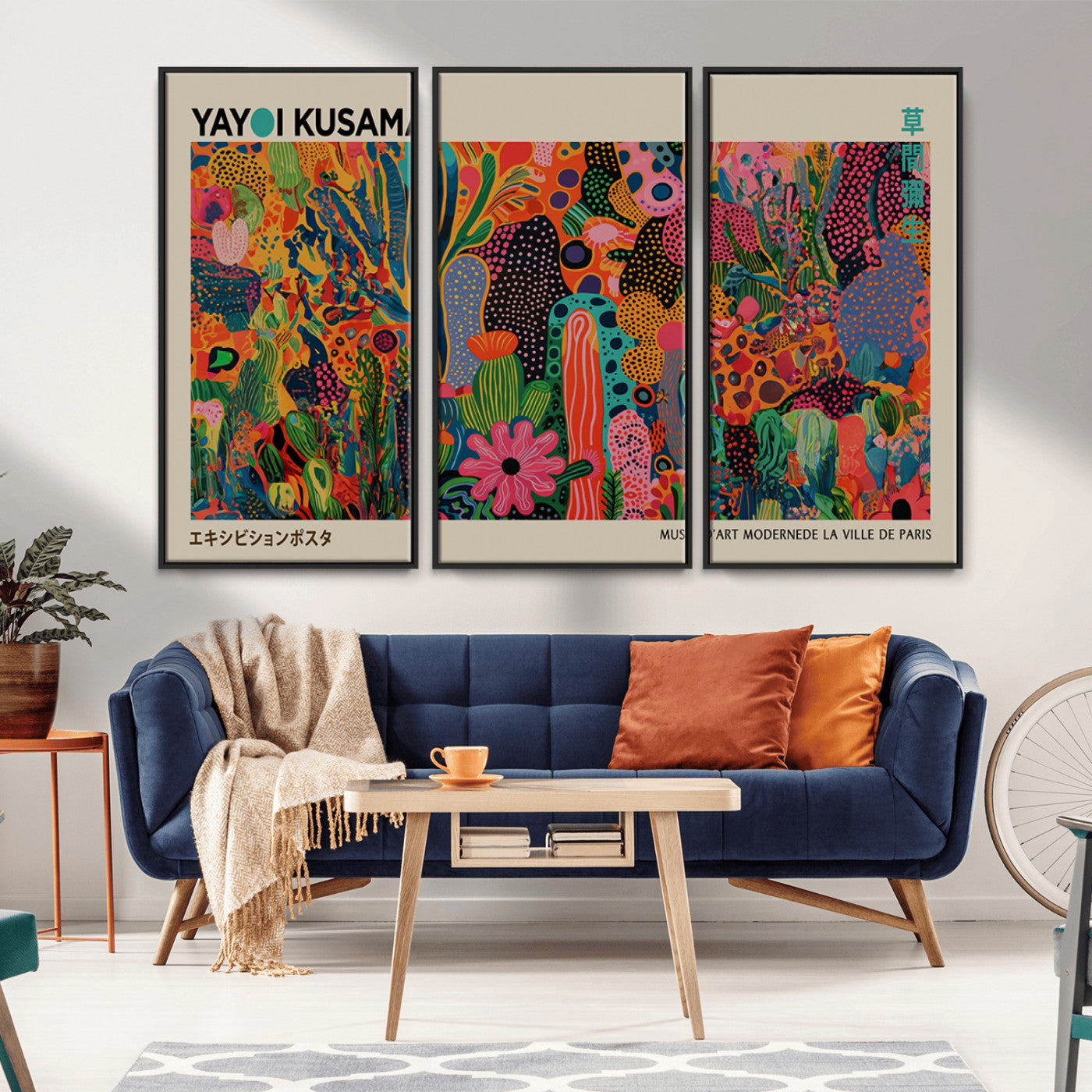 40791-MGV-CV-36X24-Kusama Inspired Wall Art – Vibrant Abstract Floral Jungle Canvas Print, Bold Pop Art Botanical Decor for Living Room, Bedroom, or