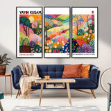75201-MGV-CV-36X24-Yayoi Kusama Floral Wall Art – Vibrant Abstract Landscape Canvas Print, Modern Pop Art Poster for Living Room, Bedroom, or Gallery
