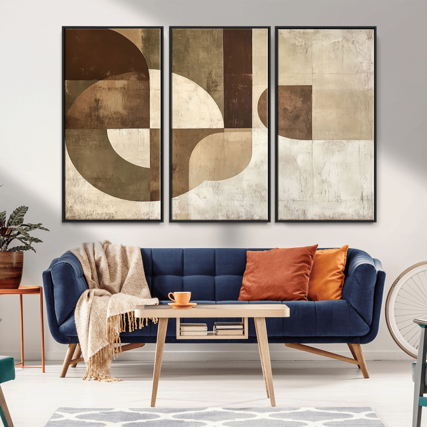 59767-MGV-CV-36X24-Abstract Geometric Shapes Wall Art – Modern Minimalist Canvas Print, Neutral Brown Beige Tan Artwork for Living Room, Bedroom,
