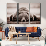 20611-MGV-CV-36X24-Grizzly Bear Wall Art – Majestic Wildlife Sepia Canvas Print, Rustic Nature Animal Artwork for Cabin, Lodge, Living Room, Bedroom,