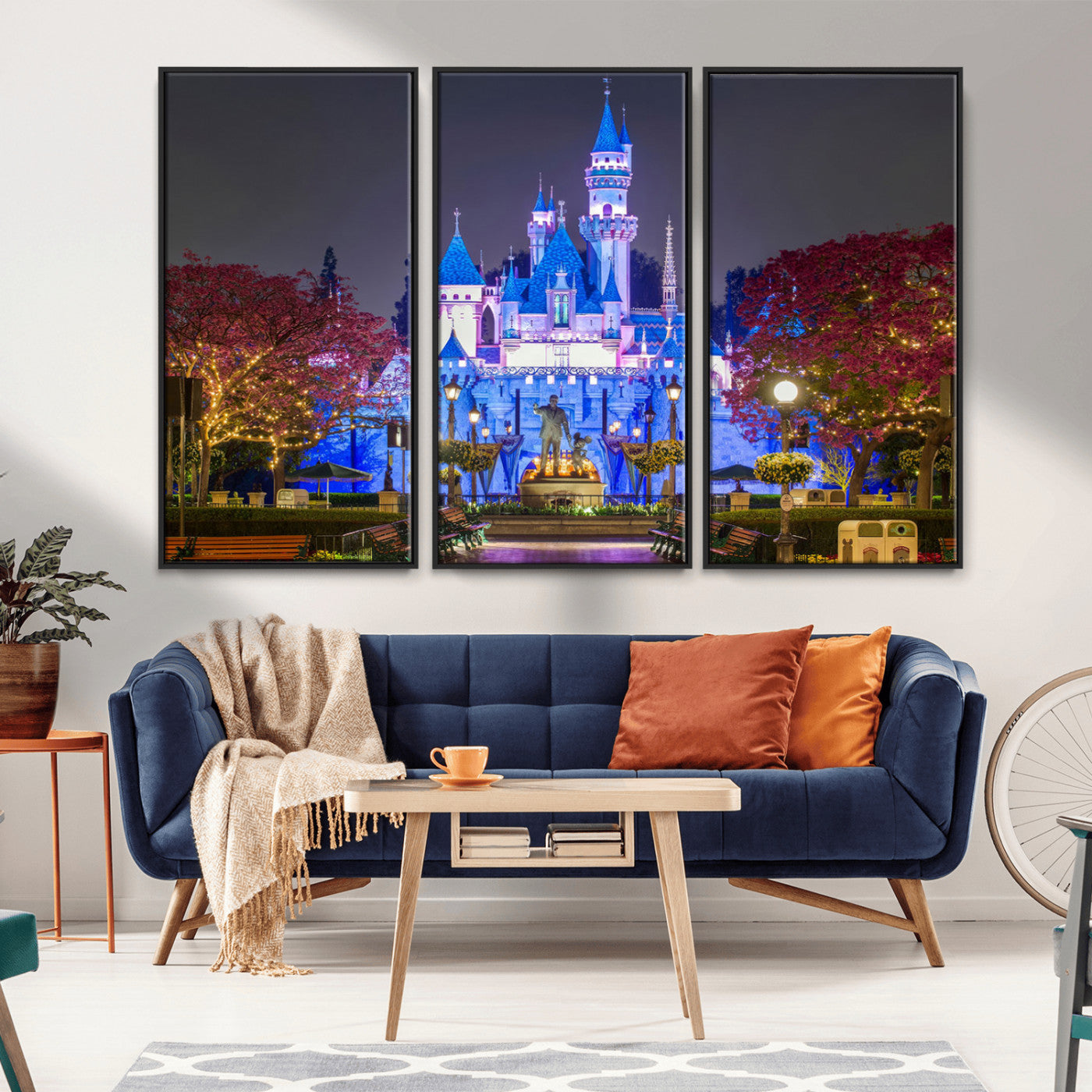 66710-MGV-CV-36X24-Enchanted Castle Wall Art – Magical Night Scene Canvas Print with Glowing Lights, Fantasy Architecture Artwork for Living Room,