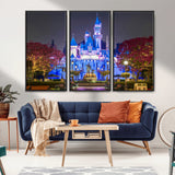 66710-MGV-CV-36X24-Enchanted Castle Wall Art – Magical Night Scene Canvas Print with Glowing Lights, Fantasy Architecture Artwork for Living Room,