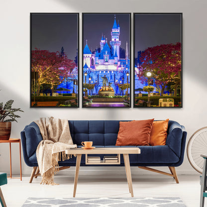66710-MGV-CV-36X24-Enchanted Castle Wall Art – Magical Night Scene Canvas Print with Glowing Lights, Fantasy Architecture Artwork for Living Room,
