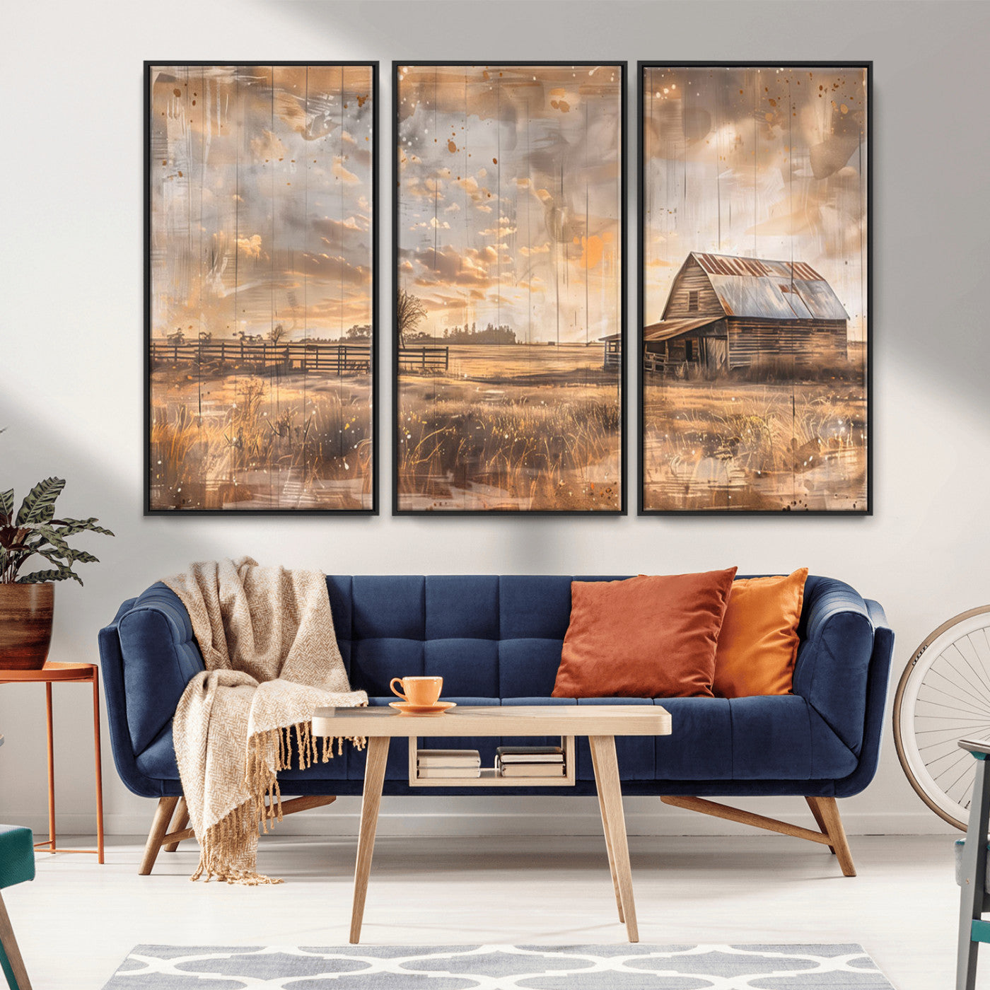 FARM2-MGV-FC-48X32-3P_Black-Rustic Farmhouse Wall Art Canvas Print, Framed Old Barn Art Picture Print, Southwestern Farmhouse Perfect Rustic Decor Artwork