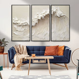 45175-MGV-FC-48X32-3P_Black-Textured Wave Wall Art Canvas Print, Framed Minimal Seascape Art Picture Print, Elegant Wave Perfect Modern Coastal Decor Artwork