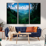 74439378-MGV-CV-36X24-Tropical Jungle Wall Art Canvas Print, Framed Lush Valley Art Picture Print, Forest Mountains Perfect Tropical Wilderness Decor