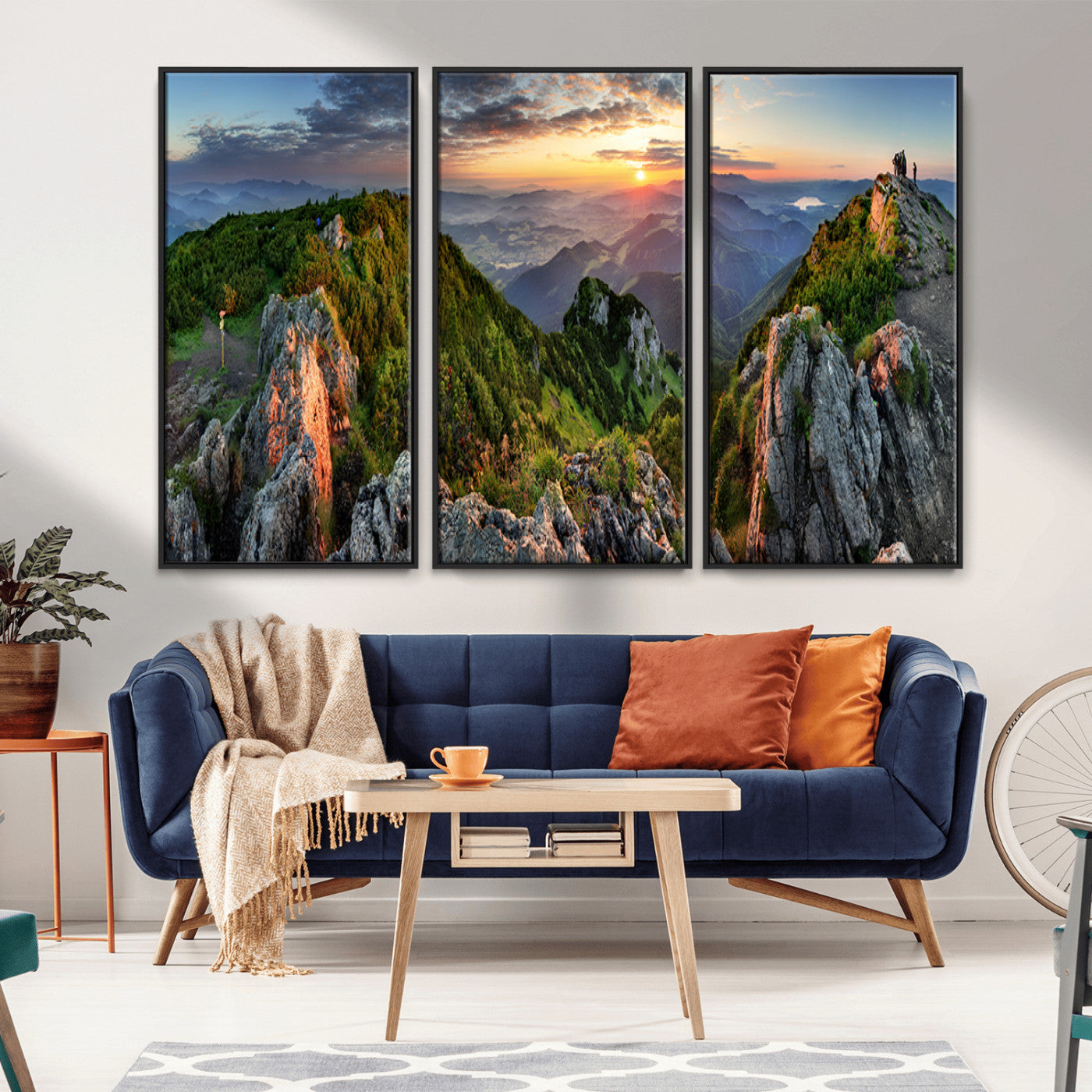 51582565-MGV-CV-36X24-Mountain Sunrise Panorama Wall Art – Scenic Landscape Canvas Print, Hiking Adventure Nature Photography, Large Mountain Range Wall