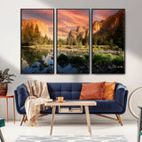 31199457-MGV-CV-36X24-Yosemite Valley Wall Art Canvas Print, Framed El Capitan Art Picture Print, Sunset Sky Perfect Vibrant Western Decor Artwork