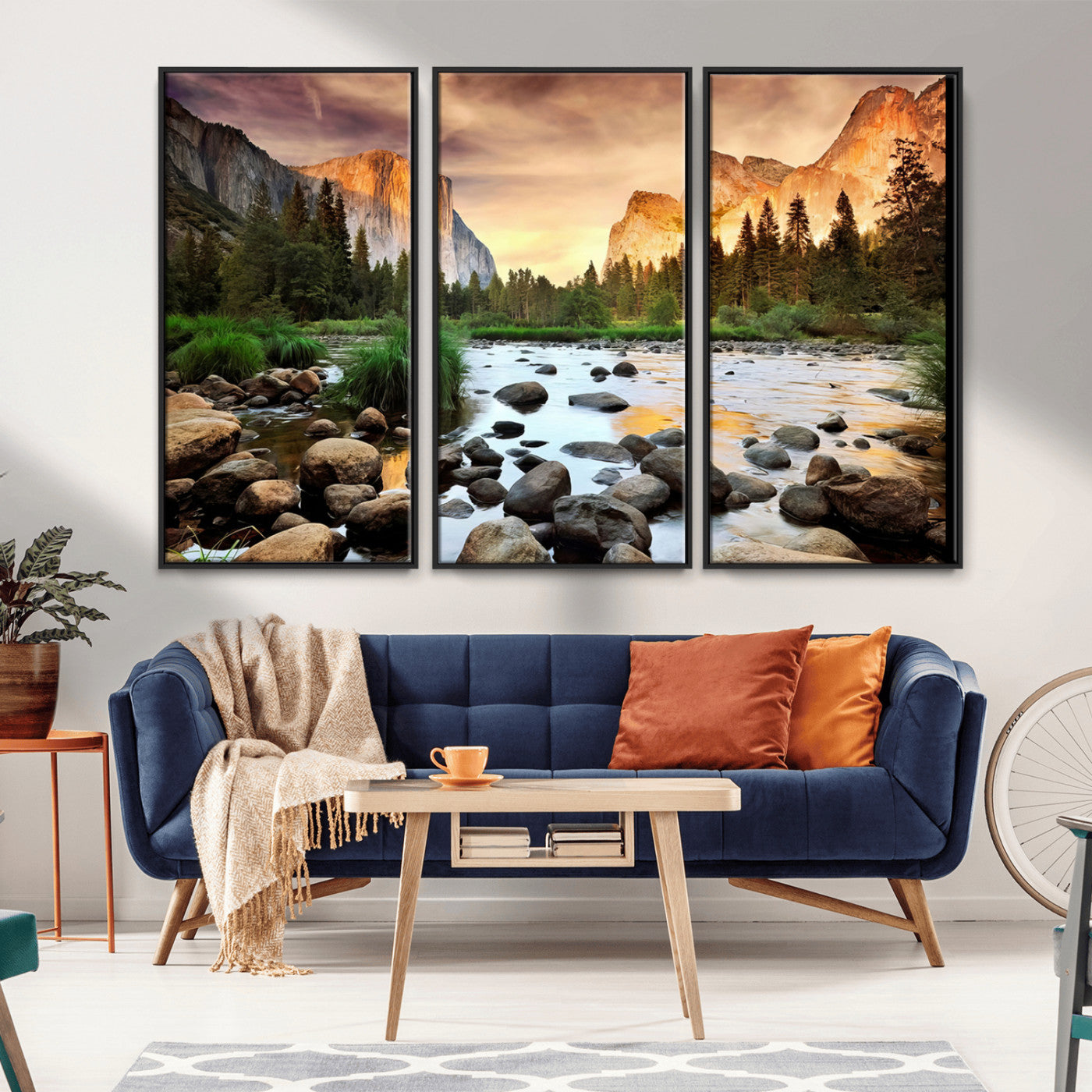 90956031-MGV-CV-36X24-Yosemite Valley Wall Art – Scenic Mountain River Landscape Canvas Print, Nature Photography for Living Room, Bedroom, Cabin,