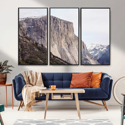 74506434-MGV-FC-48X32-3P_Black-El Capitan Wall Art Canvas Print, Framed Yosemite Cliff Art Picture Print, Sierra Nevada Perfect Sierra Minimalism Decor Artwork