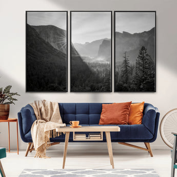 39278955-MGV-CV-36X24-Yosemite Valley Wall Art Canvas Print, Framed El Capitan Art Picture Print, Misty Mountain Perfect Modern Rustic Decor Artwork