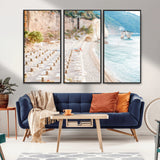 84816639-MGV-CV-36X24-Mediterranean Beach Wall Art Canvas Print, Framed Airy Coastal Art Picture Print, Summer Shore Perfect Coastal Retreat Decor