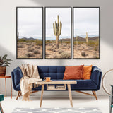 96147924-MGV-CV-36X24-Saguaro Cactus Wall Art Canvas Print, Framed Desert Cactus Art Picture Print, Earthy Desert Perfect Southwestern Boho Decor