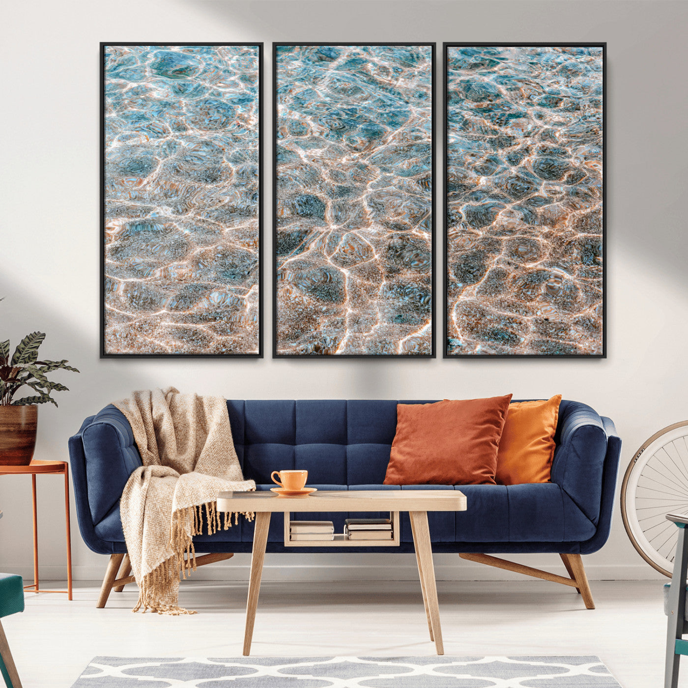 26580287-MGV-CV-36X24-Clear Water Wall Art Canvas Print, Framed Sunlit Ripples Art Picture Print, Ocean Texture Perfect Modern Coastal Decor Artwork